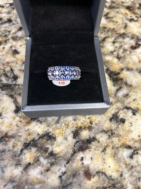 Blue Crystal Pavé Eternity Ring for Women